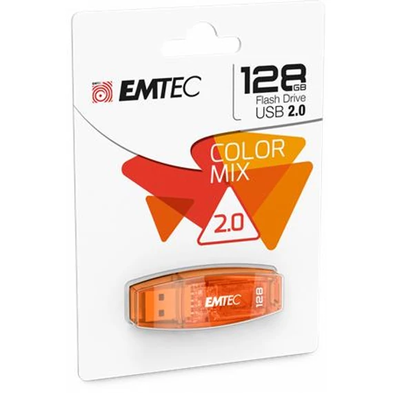 EMTEC "C410 Color", Pendrive, 128GB, USB 2.0, narancssárga