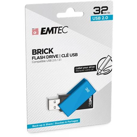 EMTEC "C350 Brick", Pendrive, 32GB, USB 2.0, kék