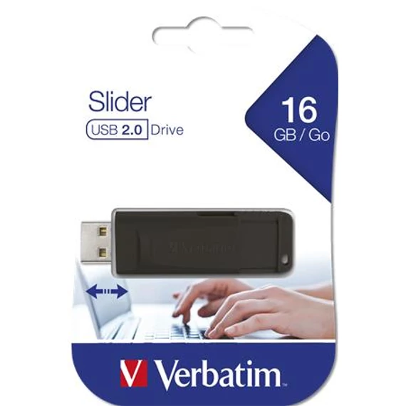 VERBATIM "Slider", Pendrive, 16GB, USB 2.0, fekete