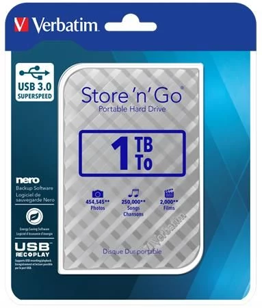 VERBATIM ”Store n Go” 2,5” HDD (merevlemez), 1TB, USB 3.0, , ezüst